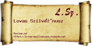 Lovas Szilvánusz névjegykártya